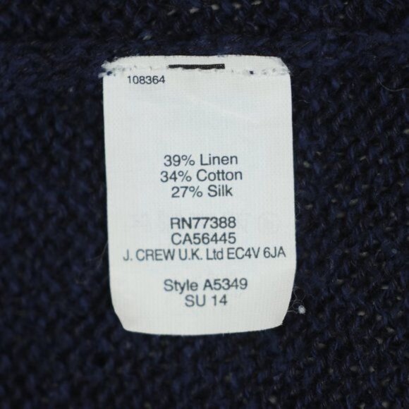 Madewell Women's Medium Blue Cream Linen Blend Raglan Sleeve Scoop Neck Sweater - Picture 7 of 8